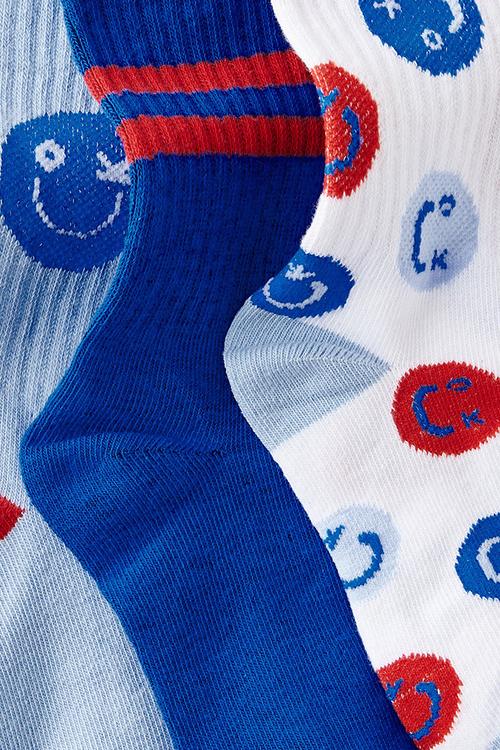 3Pk Crew Socks - Dawn Blue/Harbour Blue Fun Day 1
