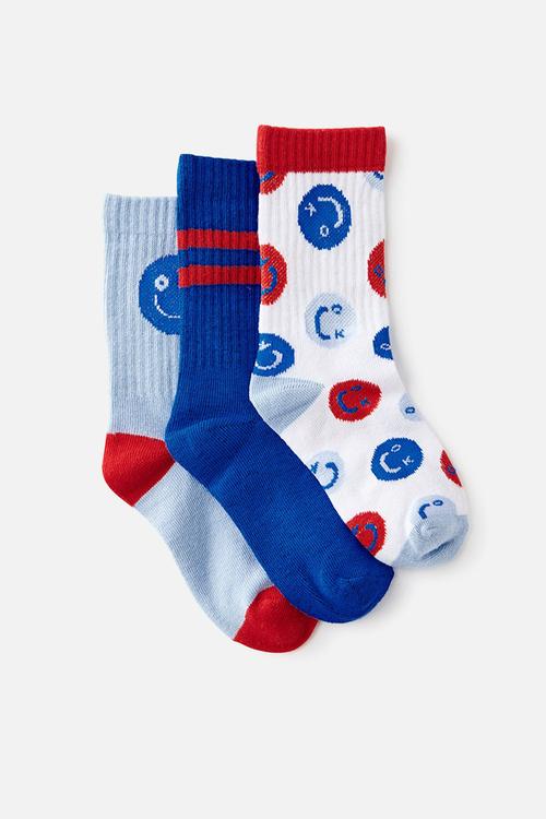 3Pk Crew Socks - Dawn Blue/Harbour Blue Fun Day 1