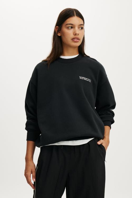 Plush Graphic Crew Sweatshirt - Black/Bw Club
