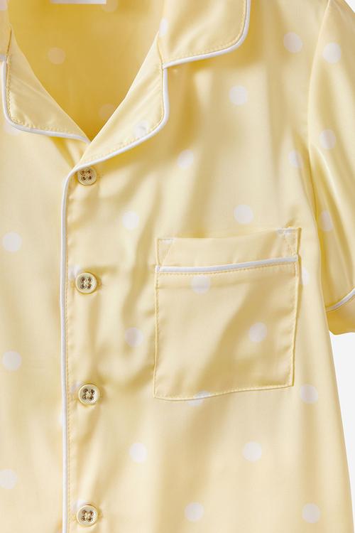 Lullaluxe short/long pj set - baby yellow/vanilla polka dot