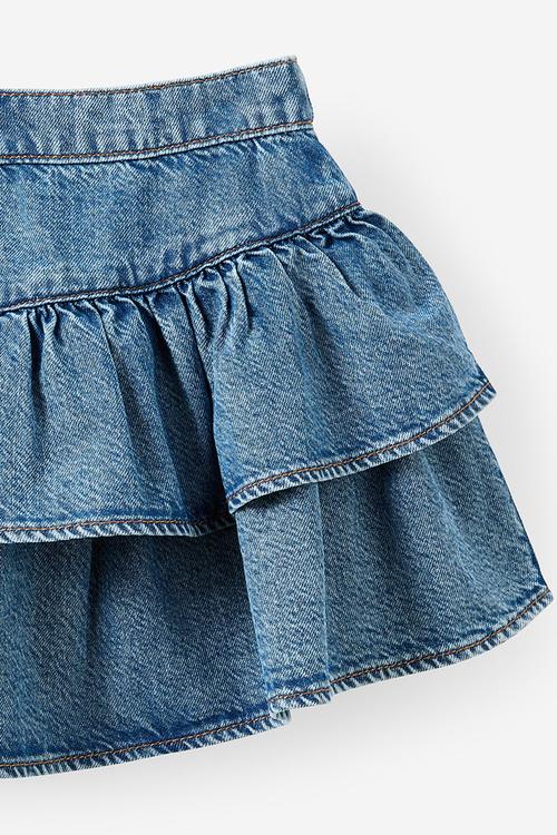Frill Denim Skirt - Blue Haven Mid Blue