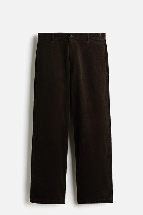 Relaxed fit corduroy trousers - dark khaki green