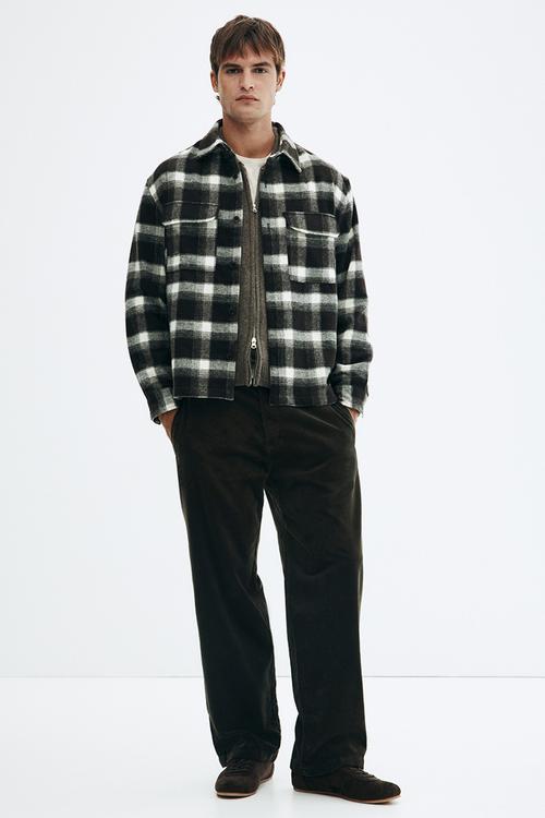 Relaxed fit corduroy trousers - dark khaki green