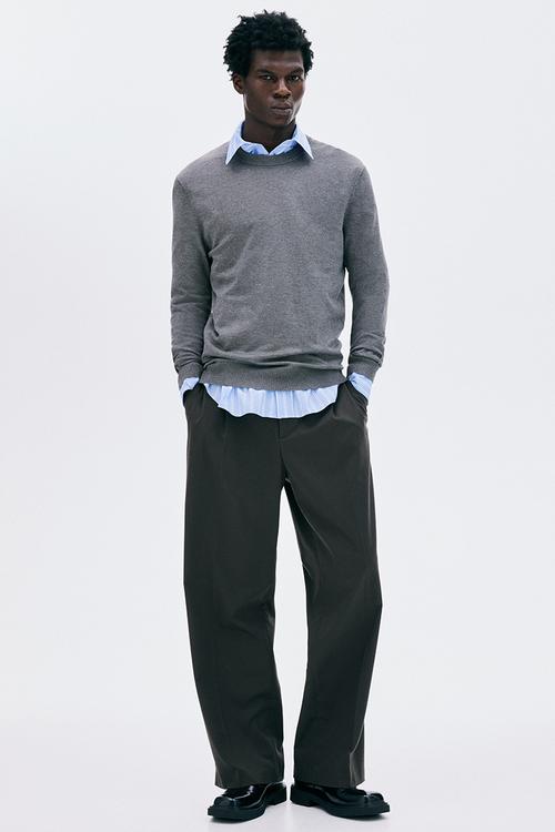 Regular fit fine-knit jumper - grey