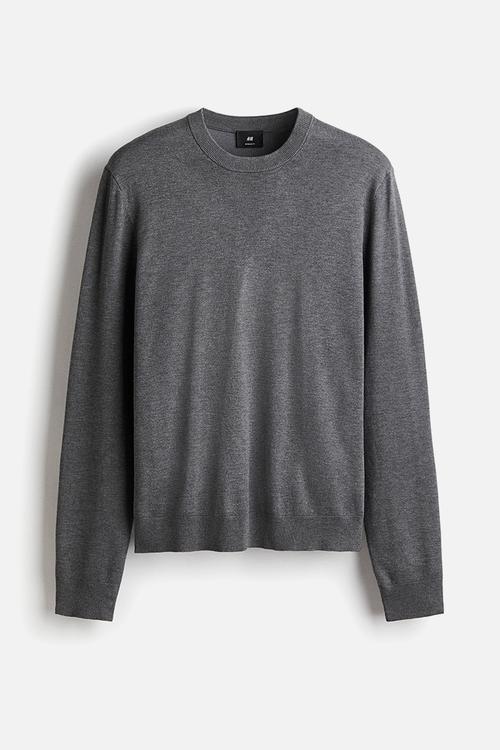 Regular fit fine-knit jumper - grey
