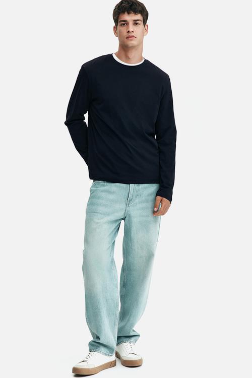 Regular fit jersey top - navy blue