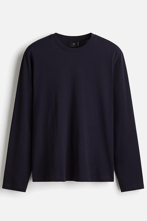 Regular fit jersey top - navy blue