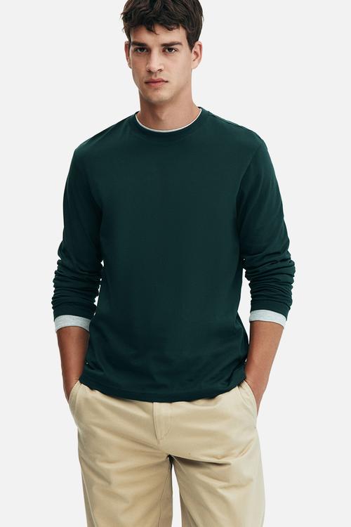 Regular fit jersey top - forest green