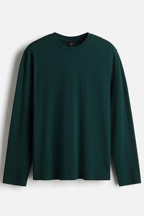 Regular fit jersey top - forest green