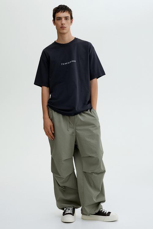 Loose fit printed t-shirt - black i'm not in the mood