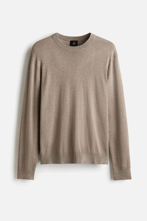Regular fit fine-knit jumper - beige