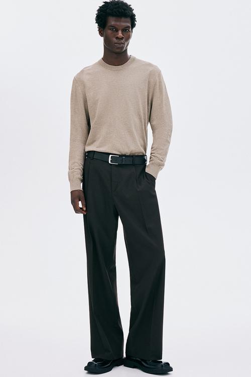 Regular fit fine-knit jumper - beige