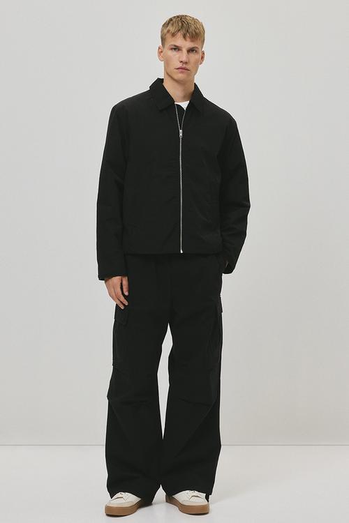 Regular fit nylon jacket - black