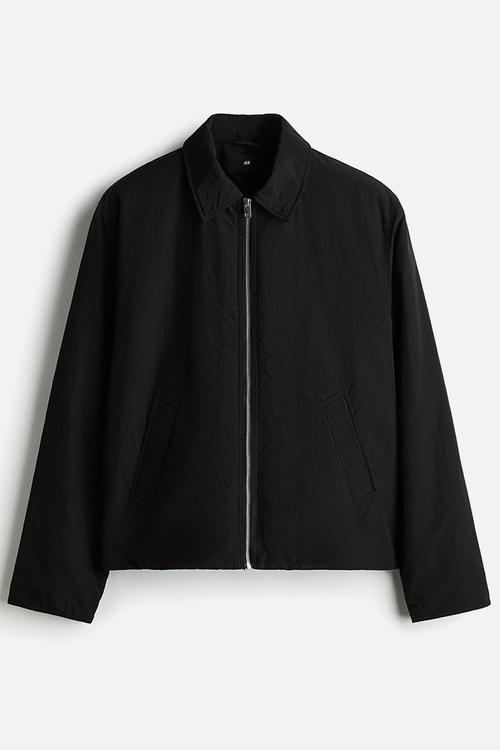Regular fit nylon jacket - black