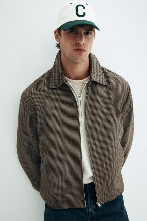 Patterned blouson jacket - dark beige/dogtooth pattern