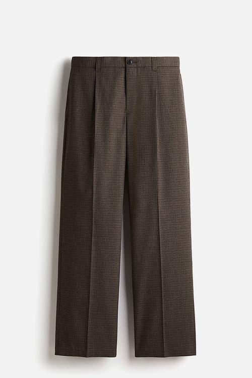 Relaxed fit tailored trousers - brown checked