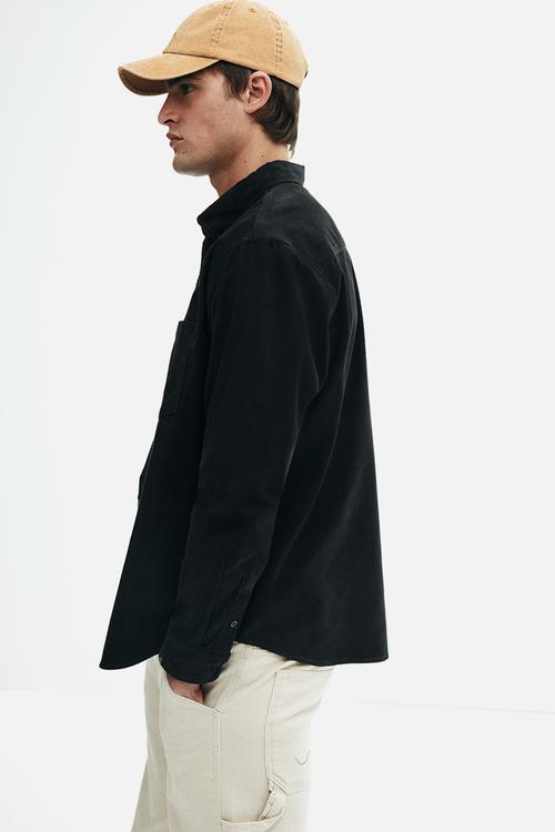 Regular fit corduroy shirt - black
