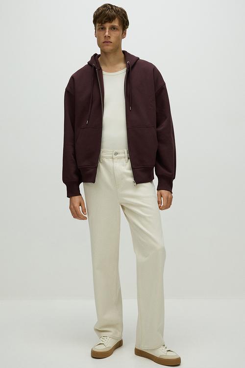 Oversized fit zip-through hoodie - plum purple