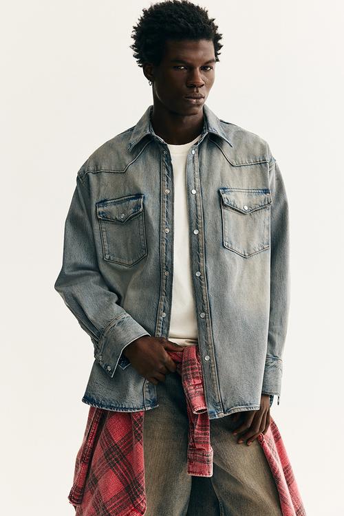 Oversized fit denim shirt - denim blue