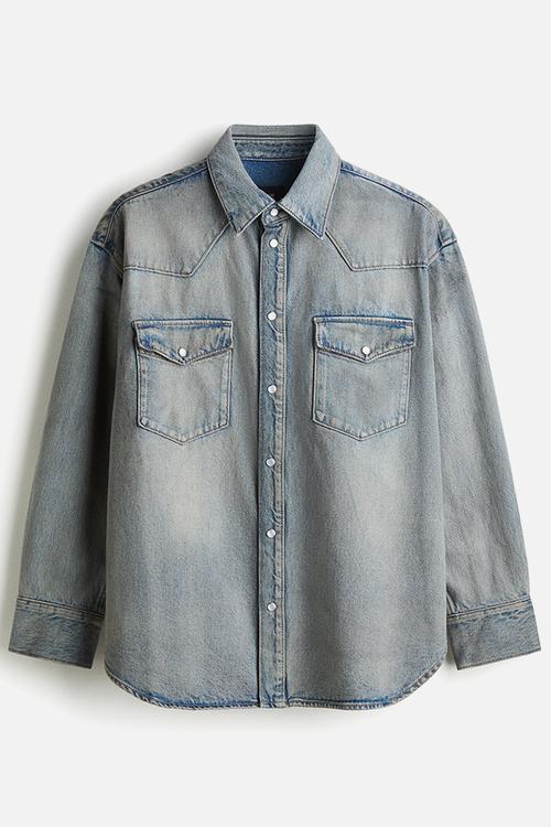 Oversized fit denim shirt - denim blue