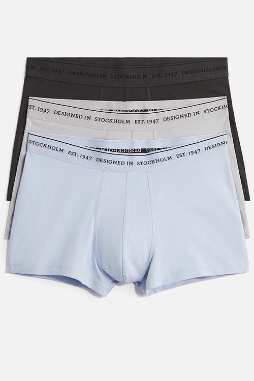 3 pack coolmax® short trunks - light blue & dark grey