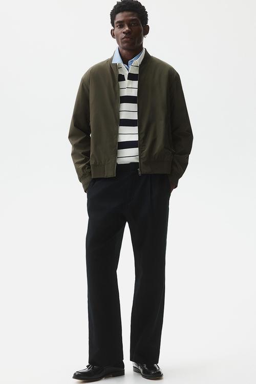 Lightweight bomber jacket - dark khaki green