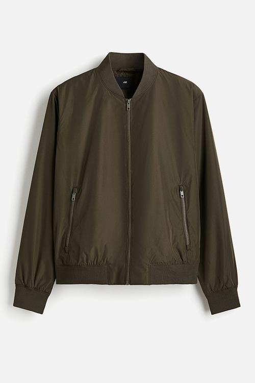 Lightweight bomber jacket - dark khaki green