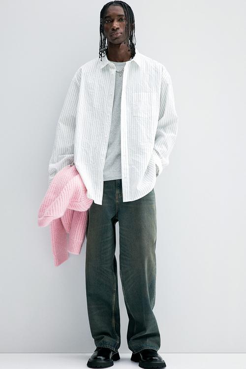 Relaxed fit shirt - white/pinstriped