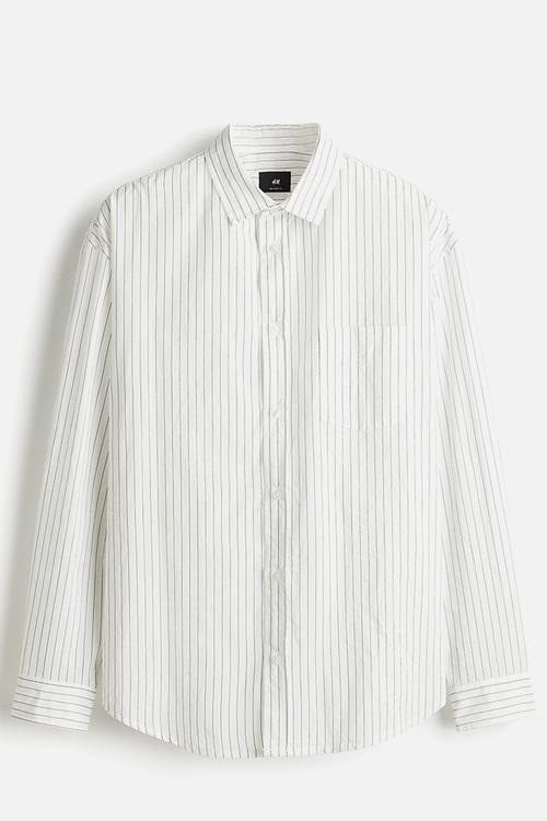 Relaxed fit shirt - white/pinstriped