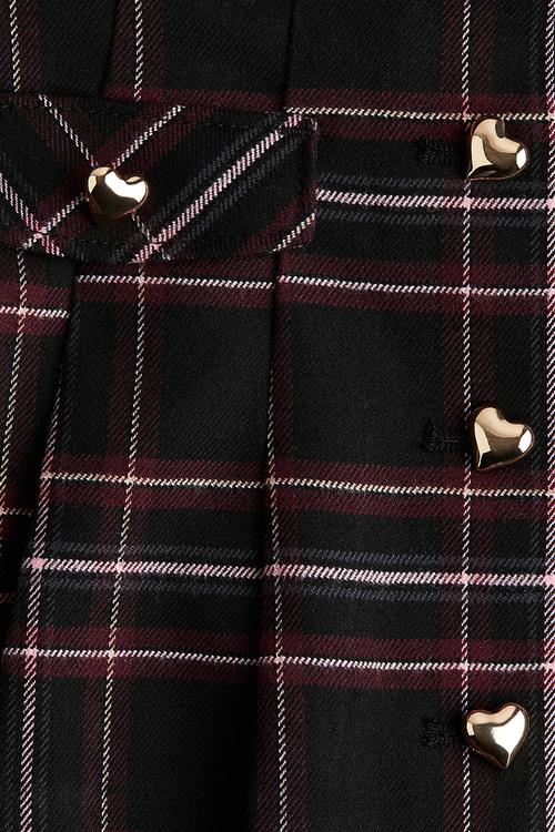 Pleated flannel skirt - black/checked