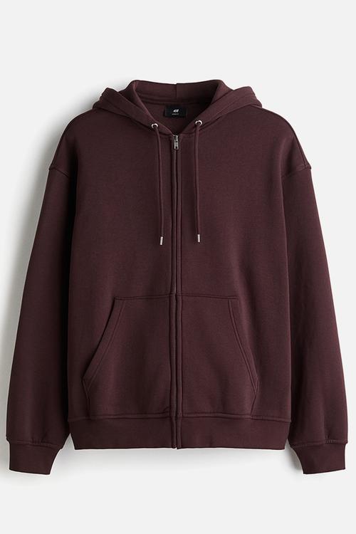 Loose  fit zip-through hoodie - plum