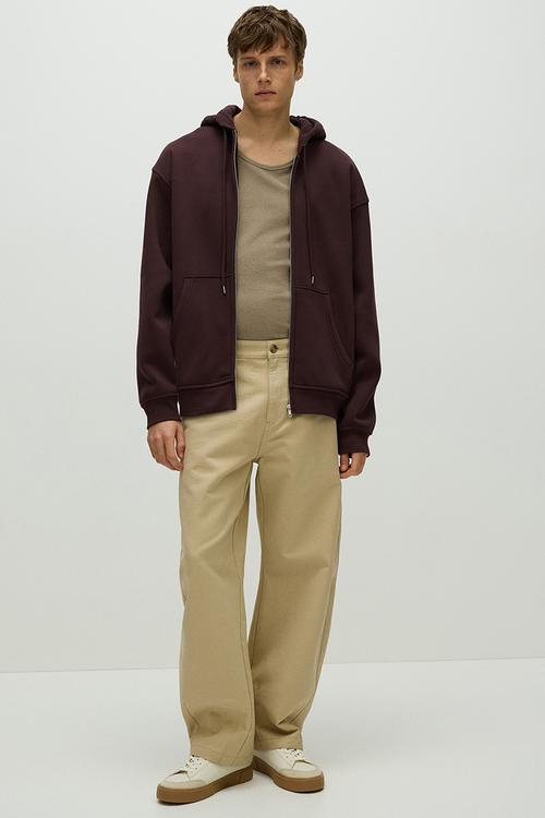 Loose  fit zip-through hoodie - plum