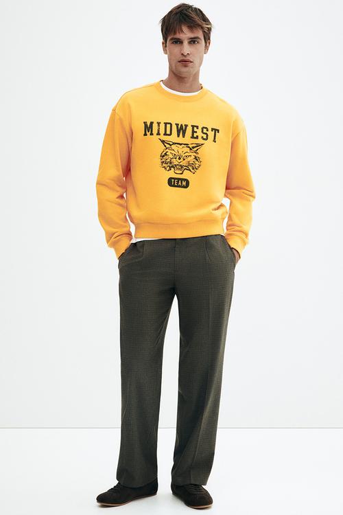 Loose fit printed sweatshirt - yellow midwest