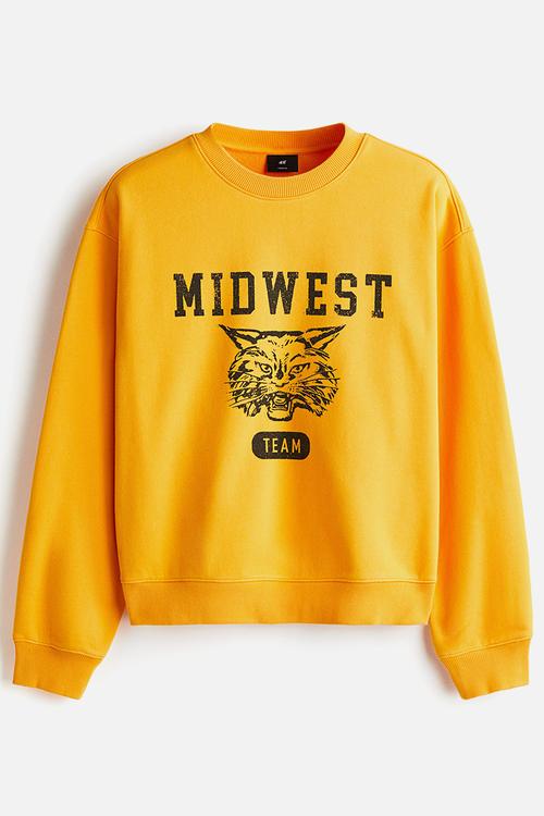 Loose fit printed sweatshirt - yellow midwest
