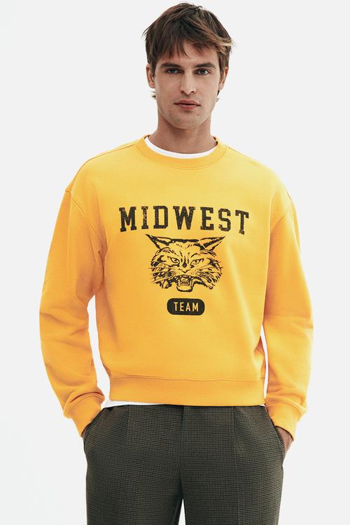 Loose fit printed sweatshirt - yellow midwest