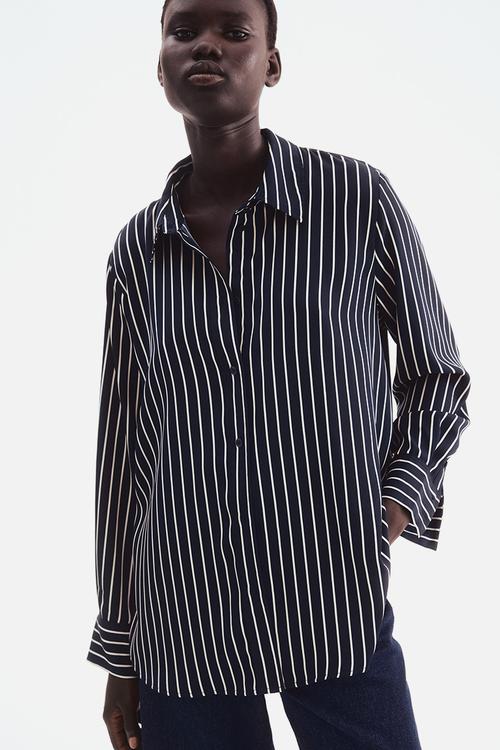 Shirt - navy blue/white