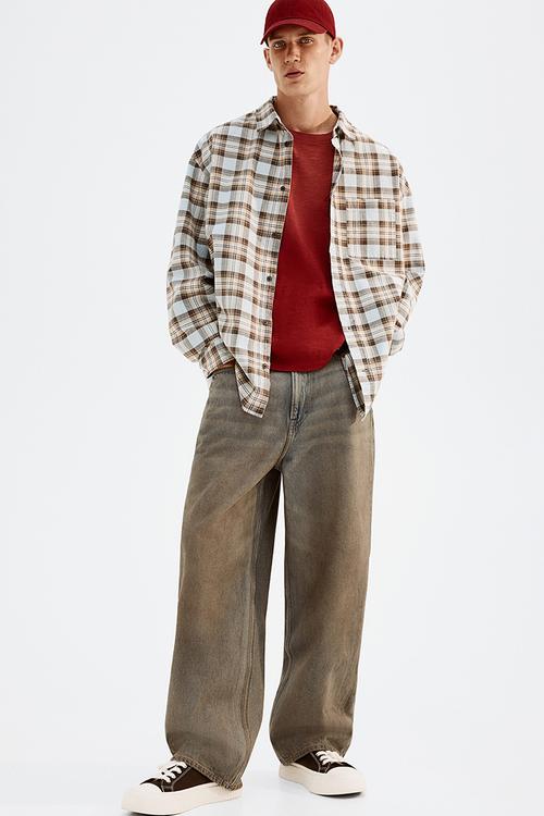 Loose fit shirt - brown & blue checked