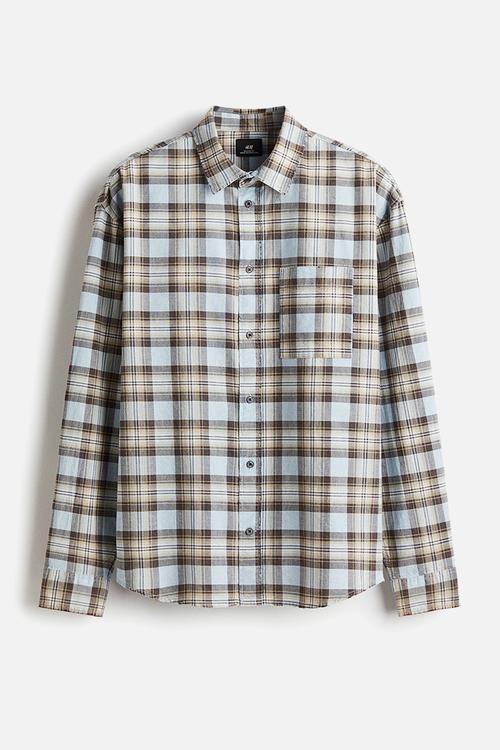Loose fit shirt - brown & blue checked