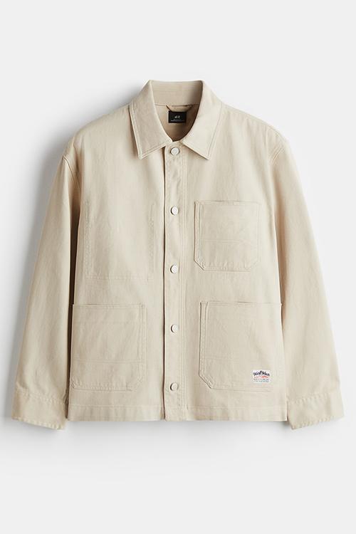 Loose fit utility overshirt - light beige