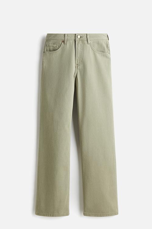 Wide high jeans - light khaki green