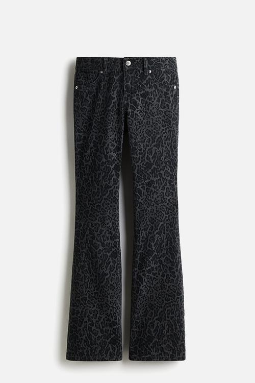 Flared low jeans - dark grey/leopard print