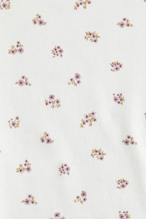 Cotton jersey top - white/floral 