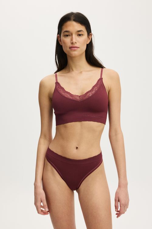 Seamless High Cut G String Brief - Burnt Apple Texture
