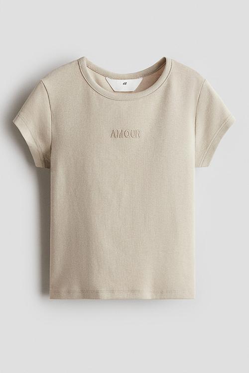 Cotton jersey top - beige/amour