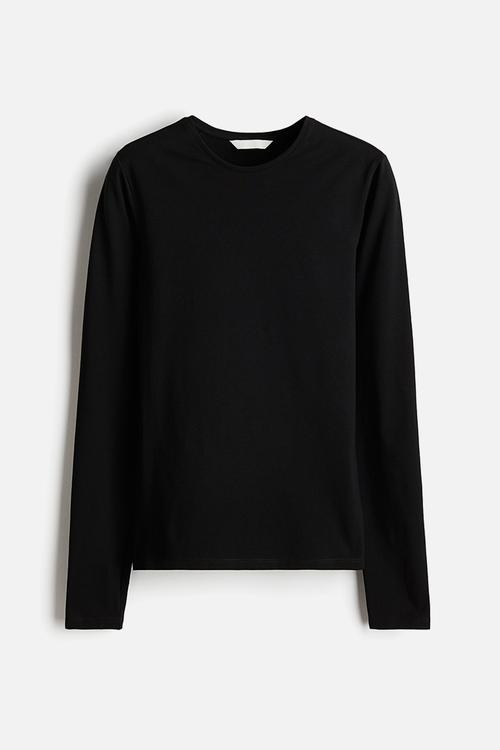 Fitted cotton top - black