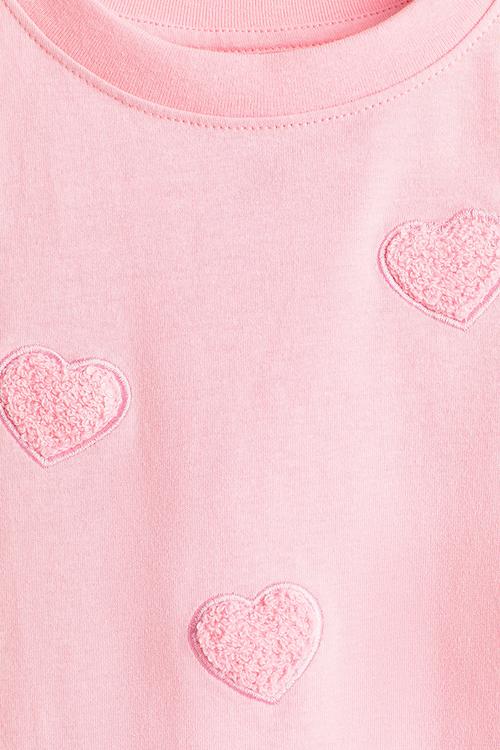 Cotton T-shirt - pink/hearts