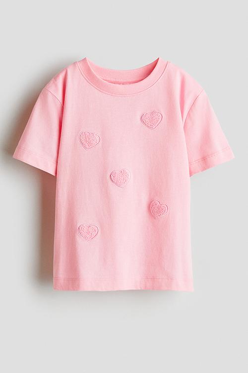 Cotton T-shirt - pink/hearts