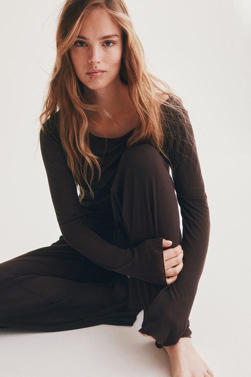 Ribbed pyjamas - dark brown