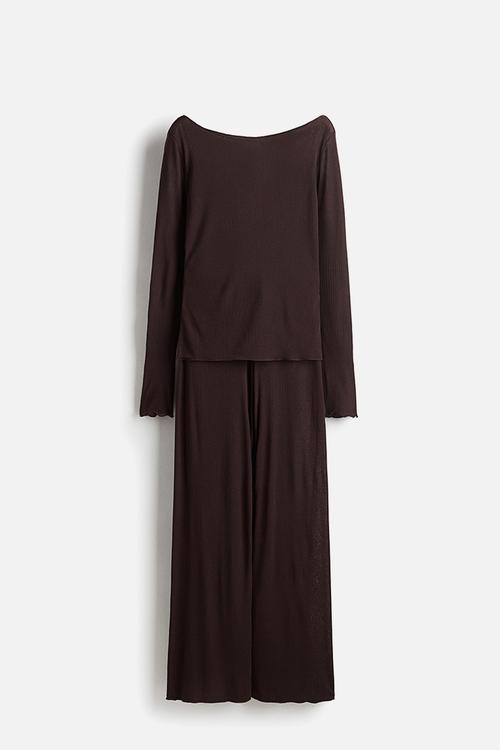 Ribbed pyjamas - dark brown