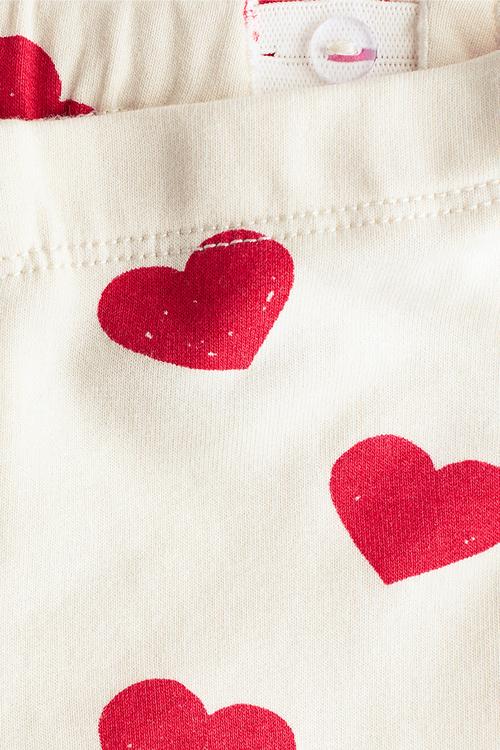 Brushed-inside leggings -cream/hearts